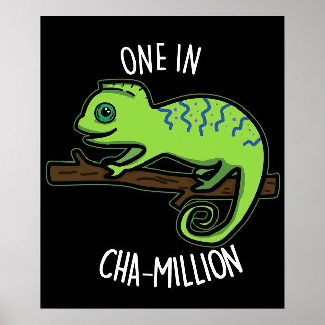 Póster Uno en Cha-Million Gracioso Chameleon Pun Dark BG (Frente)