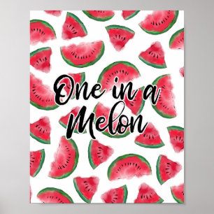 Póster Uno en Melon Cita Patrón de acuarela de sandía