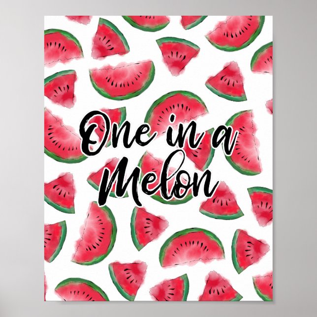 Póster Uno en Melon Cita Patrón de acuarela de sandía (Frente)