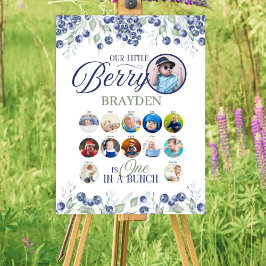 Póster Uno En Un Bunch Rótulo Collage De Primer Cumpleaño