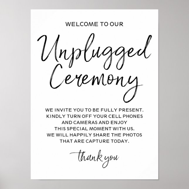 Póster Unplugged Ceremony 12x16 Sign (Frente)