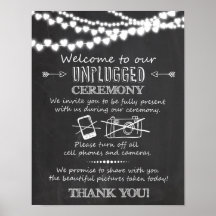 Unplugged ceremony wedding chalkboard sign