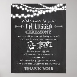 Póster Unplugged ceremony wedding chalkboard sign