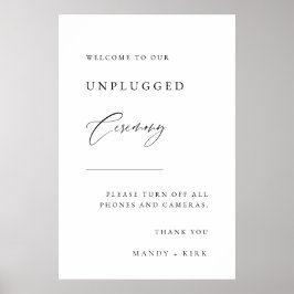 Póster Unplugged Ceremony Wedding Sign 