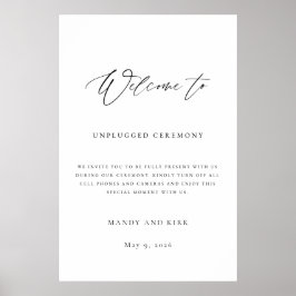 Póster Unplugged Ceremony Wedding Sign