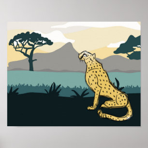 Póster Untamed Cheetah 14"x 11" Art Print