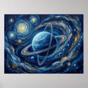 Póster Urano Noche Estrellada Sistema Solar