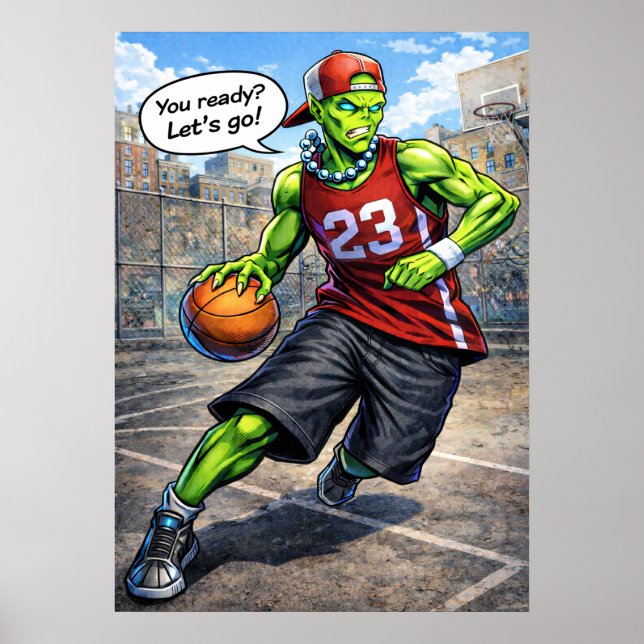 Póster Urban Alien Basketball Player - Comic Style Art (Frente)