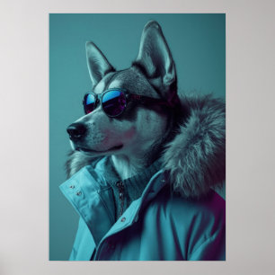 Póster Urban Arctic Style Husky Portrait