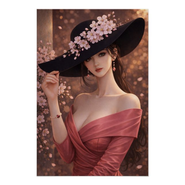 Póster URBAN FLUID ELEGANCE — Crimson Bloom (Anverso)
