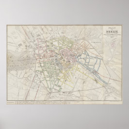 Póster Urban Layout Plan of Berlin from 1847, German Map