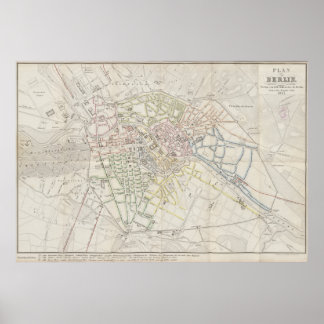 Póster Urban Layout Plan of Berlin from 1847, German Map