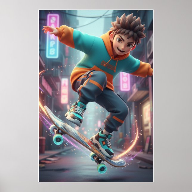 Póster Urban Skater Kid – Street Style Poster Art (Frente)