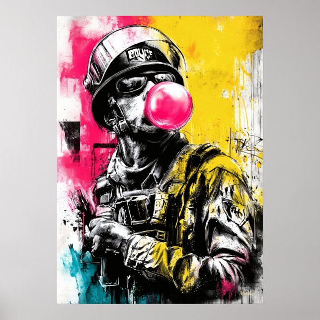 Póster Urban Tactical Figure With Bubblegum Contemporary  (Frente)