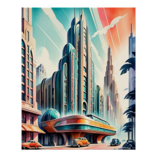 Poster Urbano Futurista Art Deco.