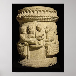 Póster Urn representando una comida familiar, de Aquileia