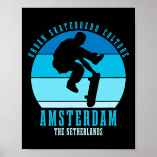 Póster Urnio de patinador de Amsterdam Patineta 3 