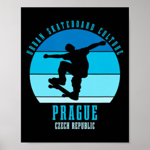 Póster Urnio de patinador de Praga República Checa Skateb