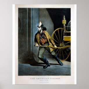 Póster urrier & Ives Lithograph - American Fireman Always
