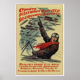 Póster URSS ~ Construir la flota aérea "Dobrolyot" 1923