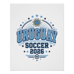 Póster Uruguay Fútbol 2026 Fútbol Negrita Tipografía País