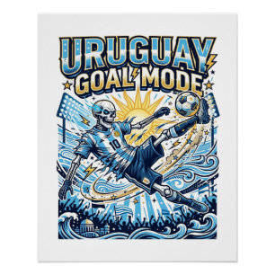 Póster Uruguay Modo Gol Esqueleto Delantero Naciones Diná