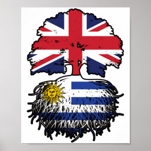 Póster Uruguay Uruguayo británico de bandera rota árbol b