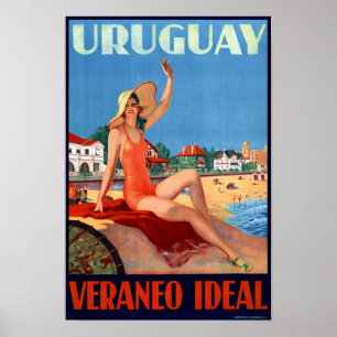 Póster Uruguay Veraneo Ideal Poster de Viajes Vintage