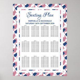 Póster US AMERICA FLAG Custom Wedding 120 Seating Plan