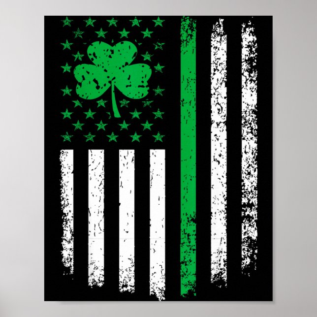 Póster Us american flag with shamrocks for st patricks da (Frente)