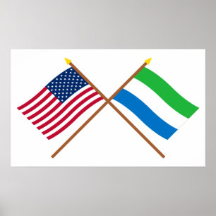 Póster US and Sierra Leone Crossed Flags