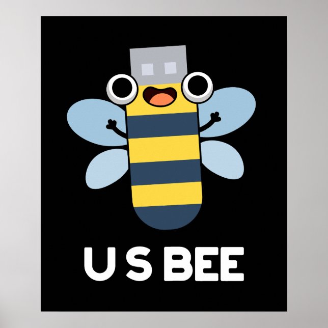 Póster US Bee Funny USB Pun Técnico Oscuro BG (Frente)