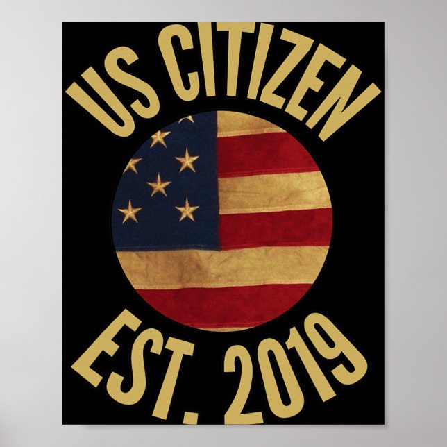 Póster Us Citizenship 2019 Gif American Flag Usa  (Frente)