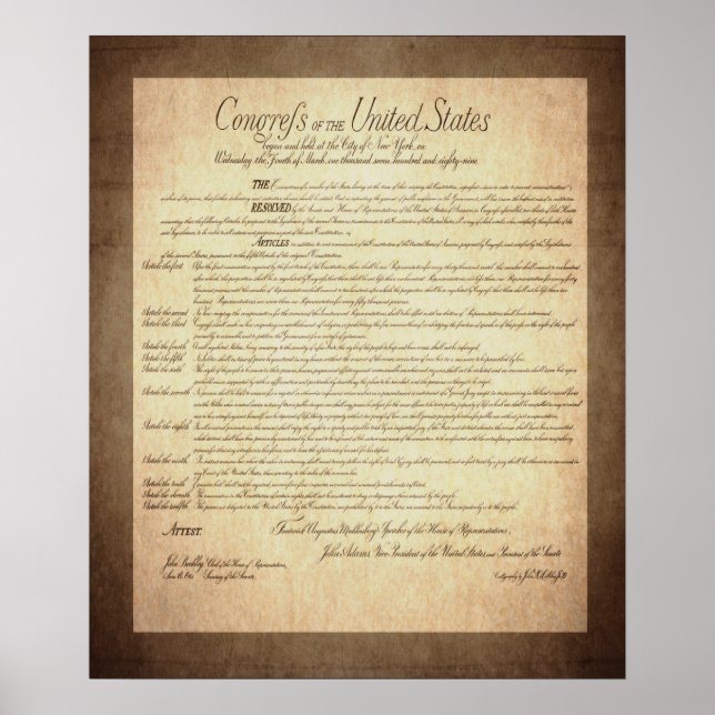Póster US Constitution Bill of Rights (Frente)