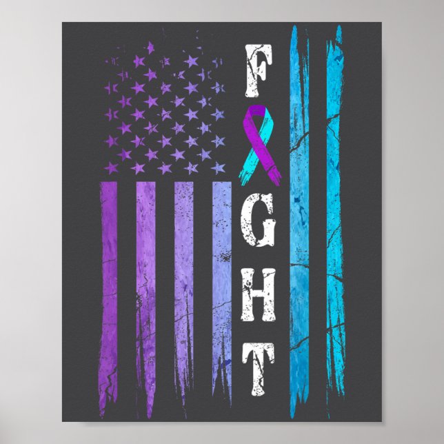 Póster Us Flag Suicide Prevention Awareness Fight Wear Pu (Frente)