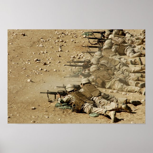 Póster US Navy Seabees fire M-4 and M-16A2 rifles (Frente)