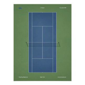 Póster US Open Tennis Court Illustration