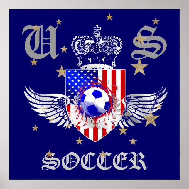 Póster US Soccer Coat of Arms 2012 2014 USA sports (Frente)