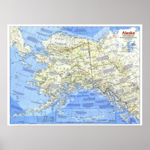 Póster "USA: 1984/hoy Alaska - Mapa detallado