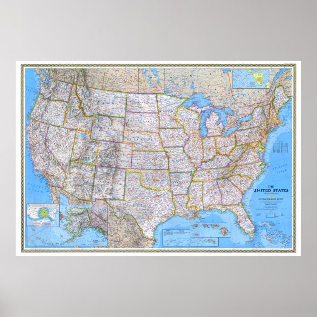 Póster " USA: 1993/hoy - MAP detallado ... (Frente)