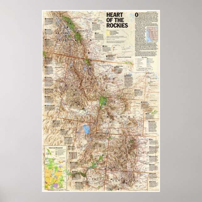 Póster " USA: 1995/today - Heart of the Rockies Map ... (Frente)
