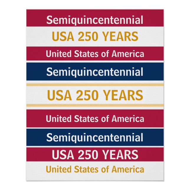 Póster USA 250 Years Semiquincentennial Patriotic Stripes (Anverso)