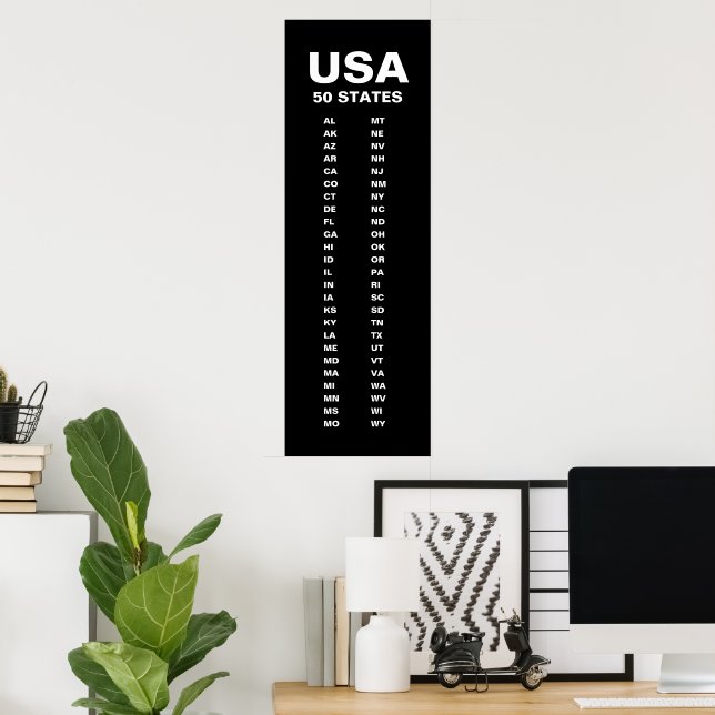 Póster USA 50 States Vertical Minimalist  (Oficina en casa)