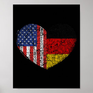 Póster Usa Alemania Corazón - Doble Ciudadanía