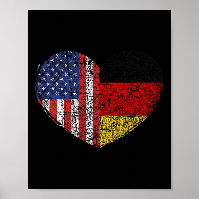 Póster Usa Alemania Corazón - Doble Ciudadanía (Frente)