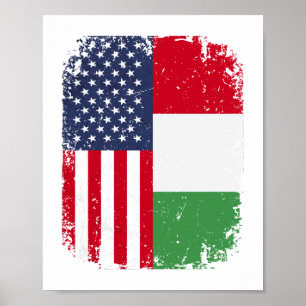 Póster USA American Flag Italy Italian