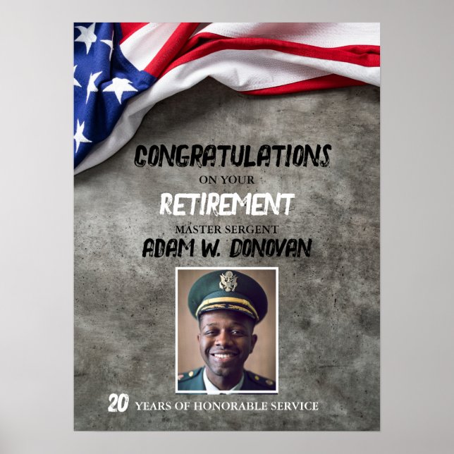 Póster USA American Flag Military Retirement Welcome (Frente)