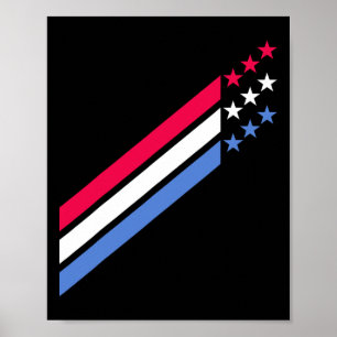 Póster Usa Americano Patriótico Rojo Blanco Azul Estrella