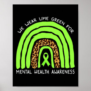 Póster Usa Arcoiris Verde Lime Para Concienciar La Salud 