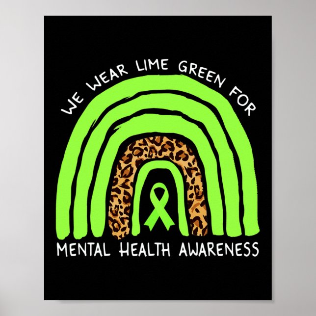 Póster Usa Arcoiris Verde Lime Para Concienciar La Salud  (Frente)